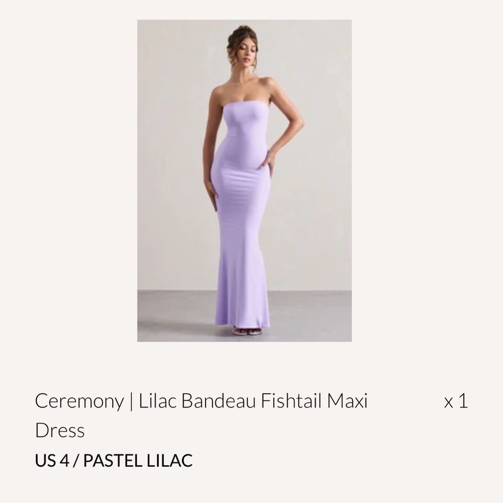 Lilac Bandeau Fishtail Maxi Dress